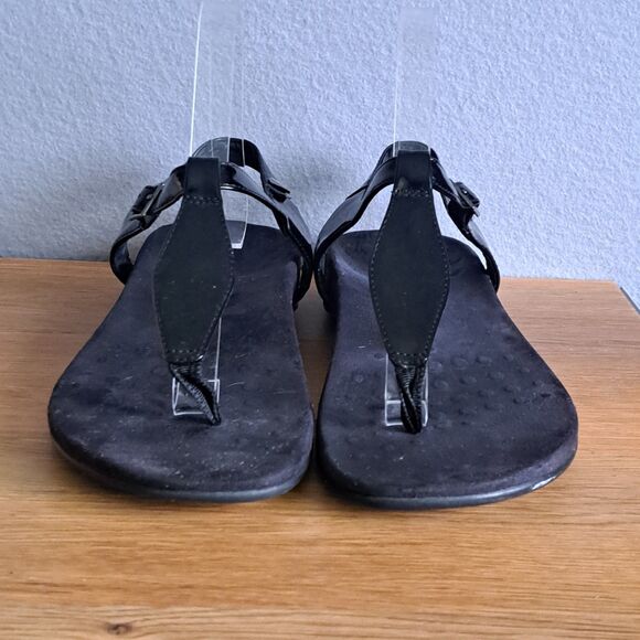 Vionic Paden Women’s Size 8 Black Patent T-Strap Ankle Strap Sandals - Picture 2 of 10